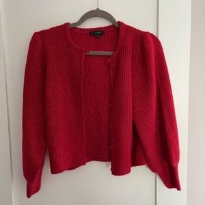 J. Crew Red Marbled Crop Sweater, Size Small
